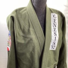 Jiu Jitsu Gi Size A2 Olive Green Biblical Scene Genesis 32 Brazil USA Japan Flag