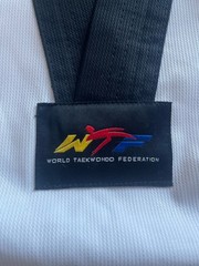 Adidas Size 150 cm White Color Black Collar Dobok Taekwondo Top WTF ORIGINAL