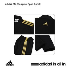 Adidas 3S Boy’s Champion Uniform/Dobok/ITF Style/Open type uniform/Black Uniform