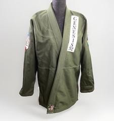 Jiu Jitsu Gi Size A2 Olive Green Biblical Scene Genesis 32 Brazil USA Japan Flag