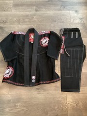 RALPH GRACIE JIU-JITSU Black Top JACKET Pants Youth Set Size M1