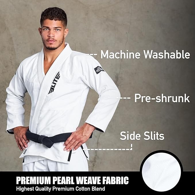 Elite Sports Jiu Jitsu Gi A2 Kimono Top Pants (A2) Set White Adult MMA