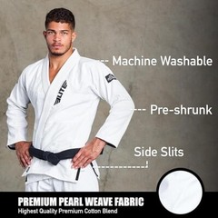 Elite Sports Jiu Jitsu Gi A2 Kimono Top Pants (A2) Set White Adult MMA
