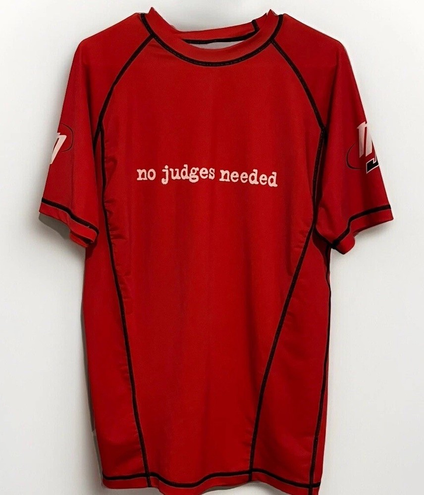 MMA BJJ Jiu Jitsu Short Sleeve Rashguard Black/Red No Judges Needed Shirt