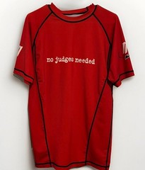 MMA BJJ Jiu Jitsu Short Sleeve Rashguard Black/Red No Judges Needed Shirt