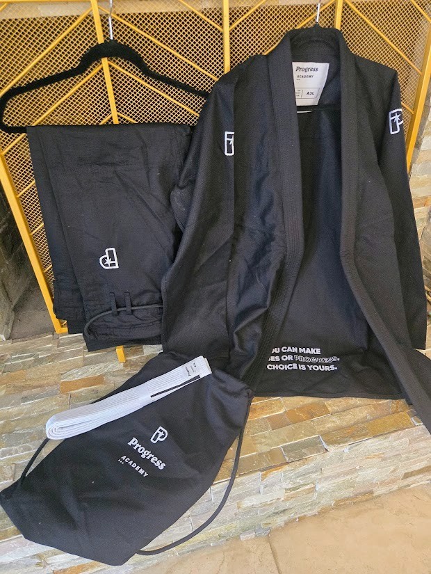 Progress Academy Black BJJ Gi Set Size A3L NWT Jiu Jitsu Kimono Bundle Belt Bag