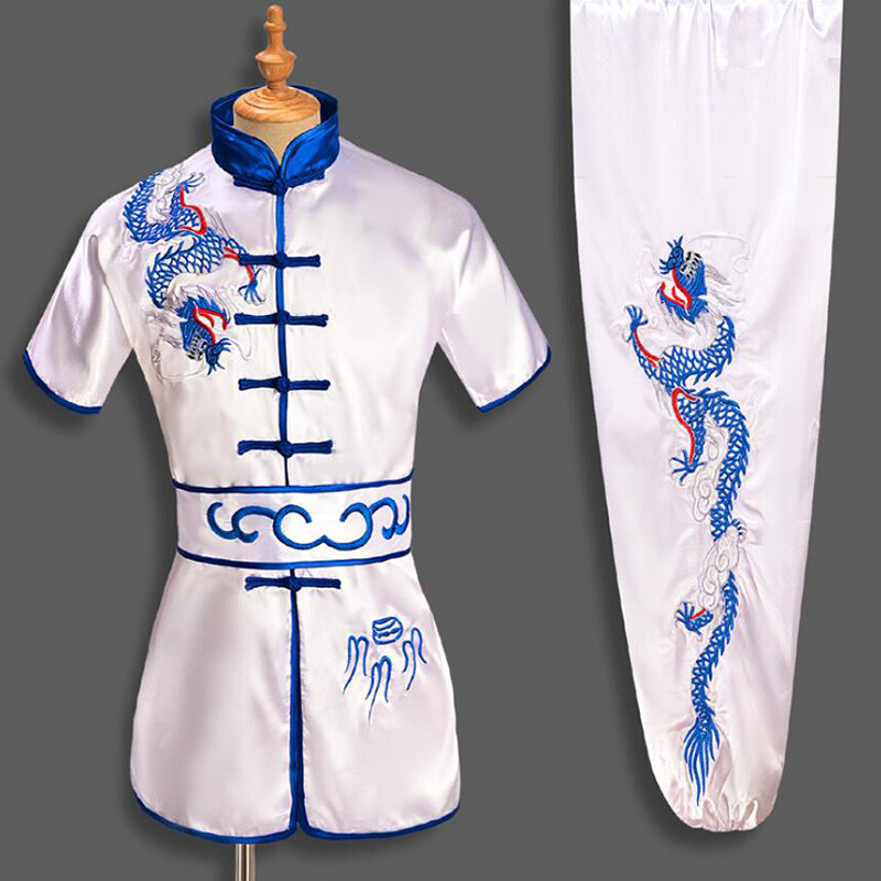 Chinese Kung Fu Tai Chi Uniform Martial Arts Suit Wushu Outfit Dragon Embroidery