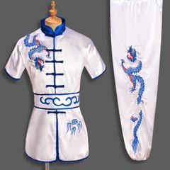 Chinese Kung Fu Tai Chi Uniform Martial Arts Suit Wushu Outfit Dragon Embroidery