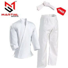 Martial Sports Lightweight White Karate Gi 8-oz Free Belt Free Shipping
