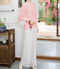 Womens Cotton Linen Kung Fu Tai Chi Uniform Martial Arts yoga Wear Summer Suit