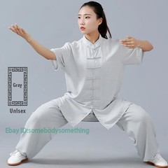 Linen Martial Arts Tai Chi Uniform Kung Fu Wingchun Suit Short Sleeves Outfit