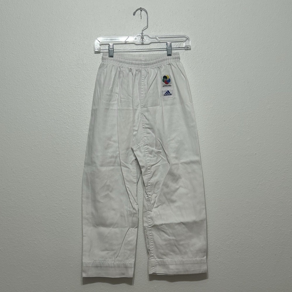 Adidas WKF Approved White Stretch Waist Drawstring Karate Pants Kid’s 150-160 cm