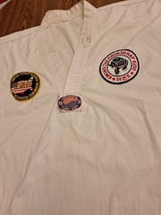 Taekwondo Uniform Top Pullover With Patches Size 4 Adult White