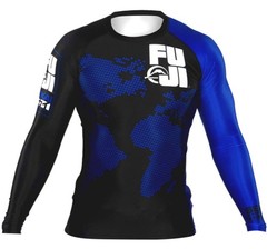 FUJI Sports Sekai 2.0 Blue Ranked Long Sleeve Rash Guard BJJ Large