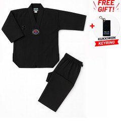 Taekwondo Uniform Black Color Kukkiwon Demo Team Competition Player + Gift