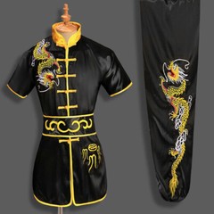Silk Martial Arts Uniform Kung Fu Wushu Shaolin Suit Clothes Dragon Embroidery