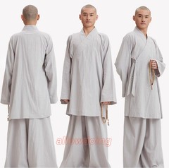 Buddhist Shaolin Monk Robe Full Set Cotton Thin Kung Fu Suit Meditation Uniforms