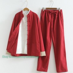 3pcs Traditional Chinese Linen Kung Fu Tai Chi Uniform Retro Plus Size Tang Suit