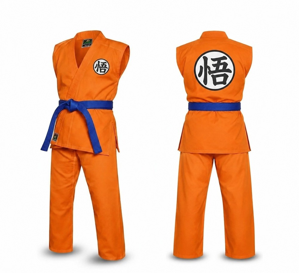 Dragon Ball Z Goku Orange sleeveless Karate Gi Embroidered Martial Arts Uniform.