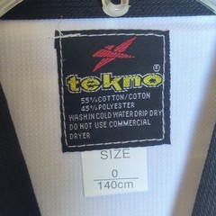 New tekno Taekwondo Uniform Shirt Pants White Belt Size 0 140 cm