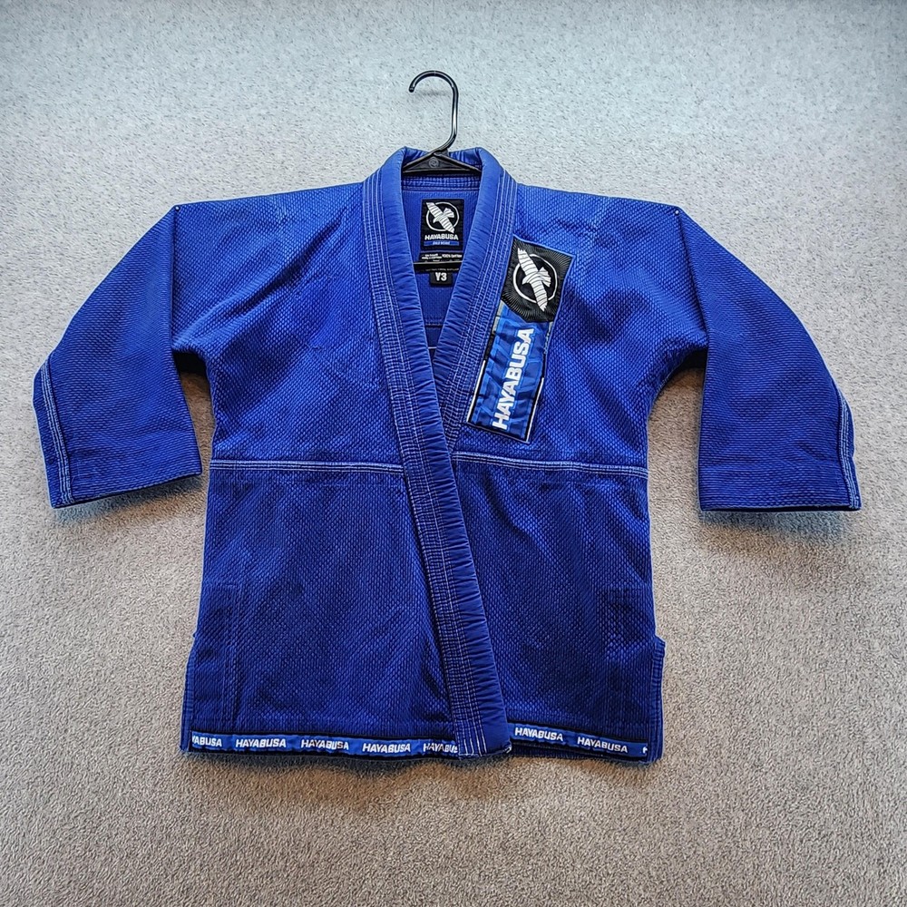 Hayabusa Gold Weave BJJ Jiu Jitsu Gi Jacket Top Youth Y3 Blue 100% Cotton Kimono