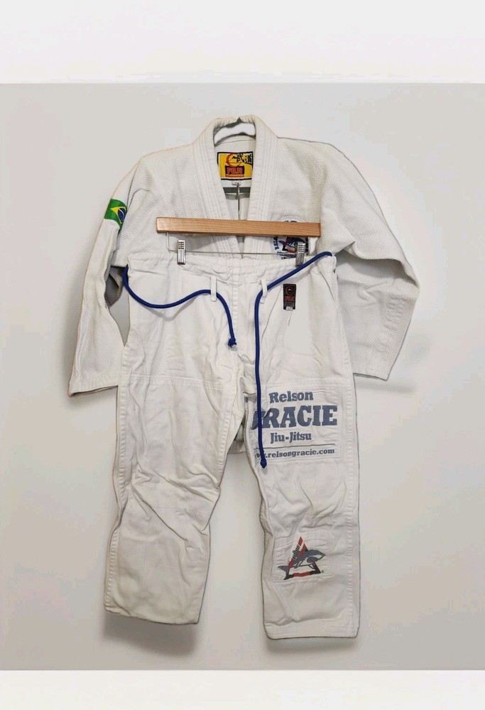 Fuji Relson Gracie Jiu-Jitsu Academy Gi A2 White BJJ Kimono Shark Team Patches