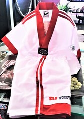 DINAMICS Martial Arts AN’S TAEKWONDO Shirt/SHORT Kids White/RED SET SIZE 000/120