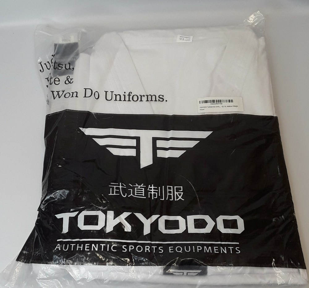 TOKYODO TaeKwonDo Uniform, Light Weigh 8.5oz Size 7/200 White Belt, Pant, Shirt