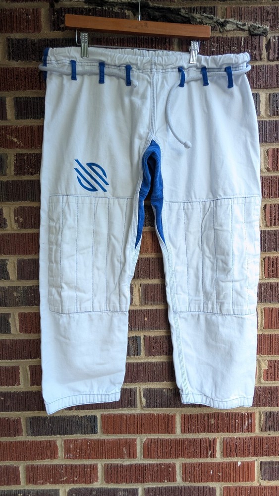 Martial Arts Pants A2 White Blue Reinforced Grappling Gi Adult Pants-40×26