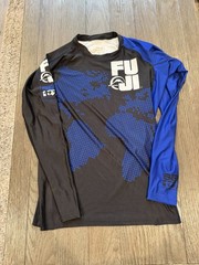 FUJI Sports Sekai 2.0 Blue Ranked Long Sleeve Rash Guard BJJ Large