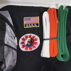 Sanchin-Ryu Karate Martial Arts Uniform Set with Belts, Patches, Black Gray