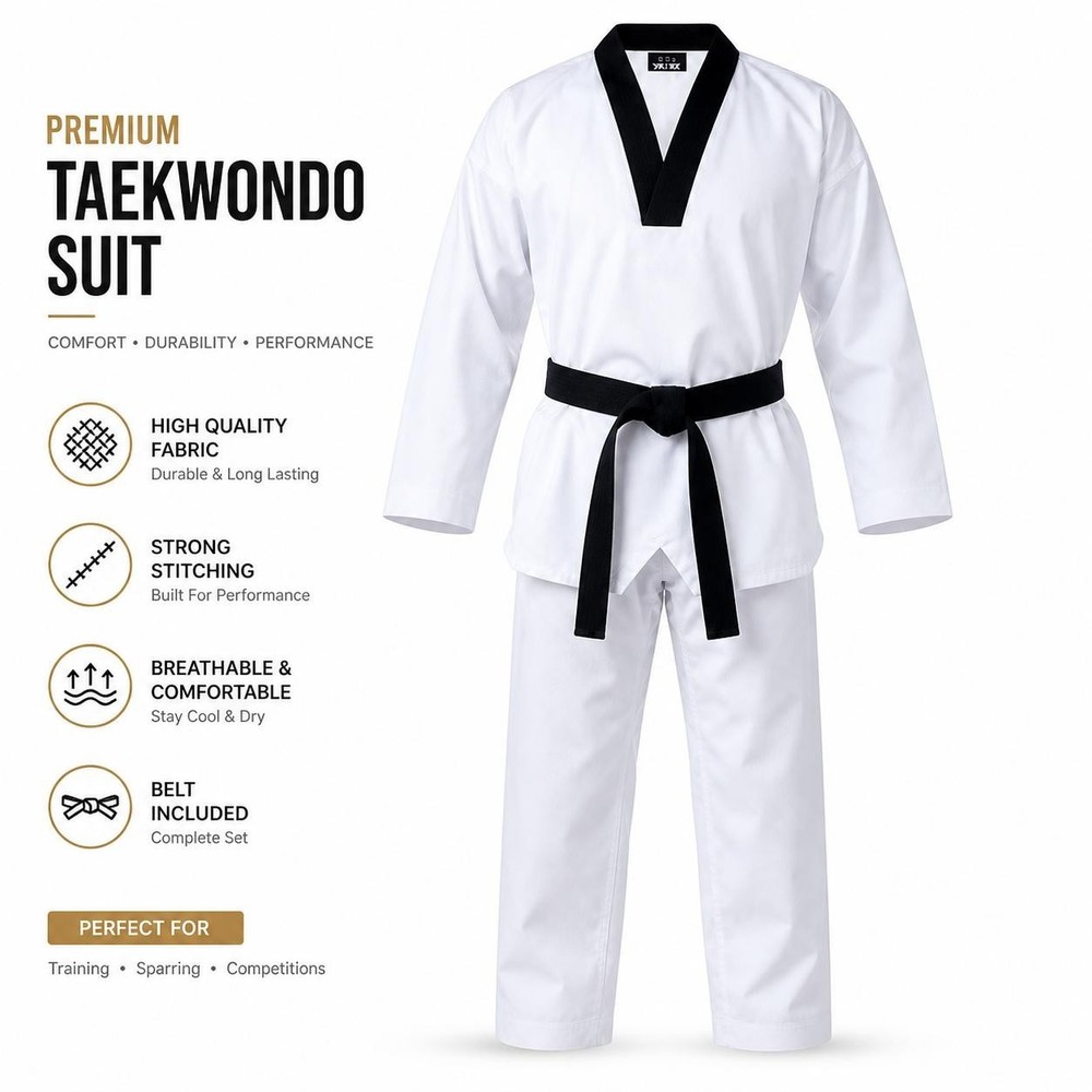 Premium Taekwondo Uniform Set with Belt | TKD Dobok Training & Competition Suit