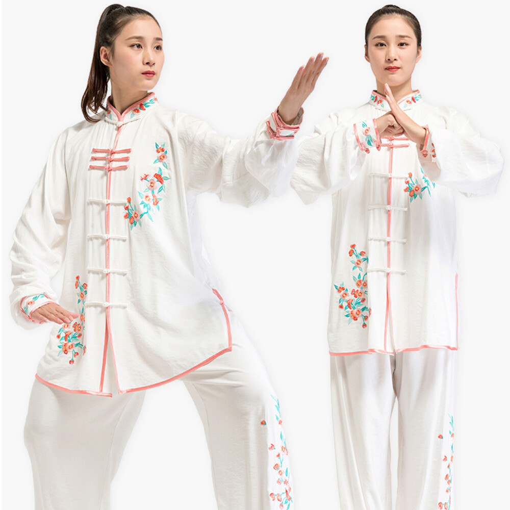 2021 New Style Linen Fabric Women Embroidery Kung Fu Tai Chi Uniform Martial