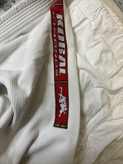 Koral Fight Co A1 White 100% Cotton Brazilian Jiu-Jitsu Top A3 Pants, Manto Belt