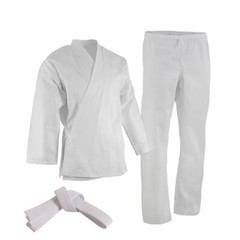 NEW Black/White Karate Uniform, Gi 7 oz Adult Kids w/White belt Tae Kwon Do