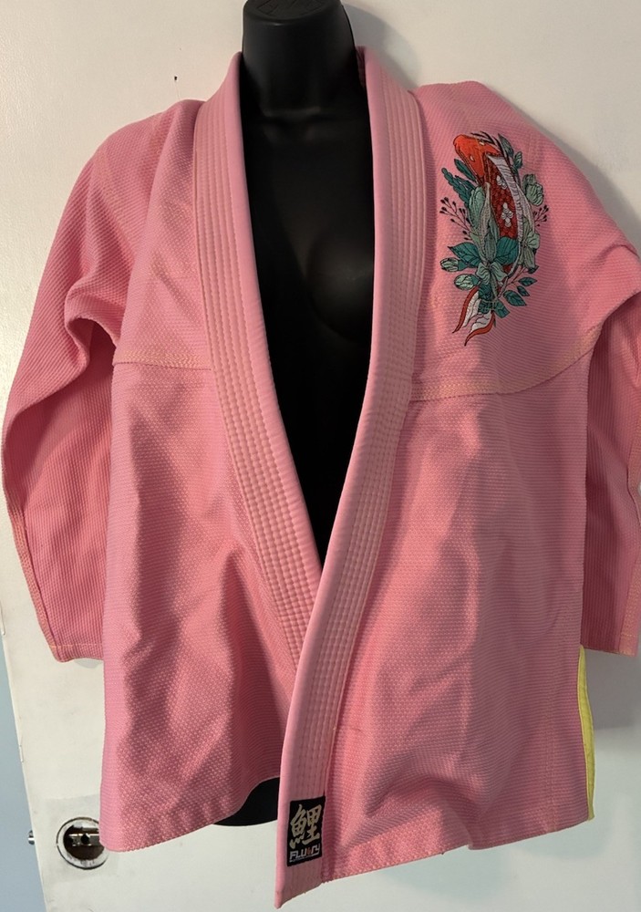 Fluory Grappling F1 Pink Koi Fish 100% Cotton Karate Jacket Lined Embroidered ￼
