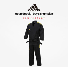 Adidas ADI-OPEN Dobok Boy’s Champion Uniform Black Taekwondo Hapkido Karate TKD