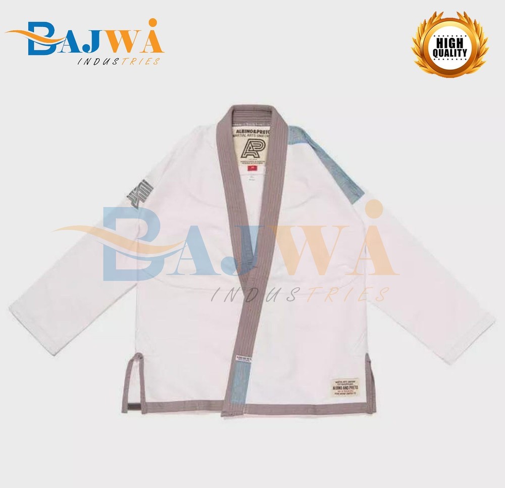 Albino & Preto Batch 7 Grey Skies BJJ Gi Premium White Jiu Jitsu Kimono 450 GSM