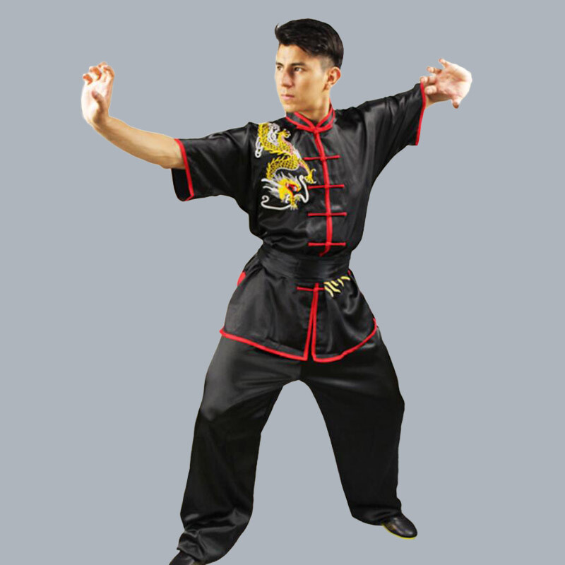 Silk Kung Fu Tai Chi Uniform Martial Arts Changquan Suit Dragon Embroidery Hot
