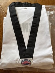 White with Black Trim Taekwondo Uniform Size 8 (220 Cm)