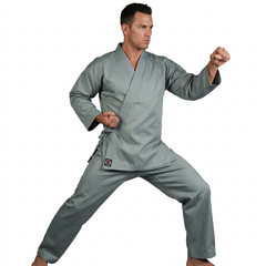ProForce Classic Karate Uniform Elastic Drawstring 5 oz. 60-40 Blend -Gray