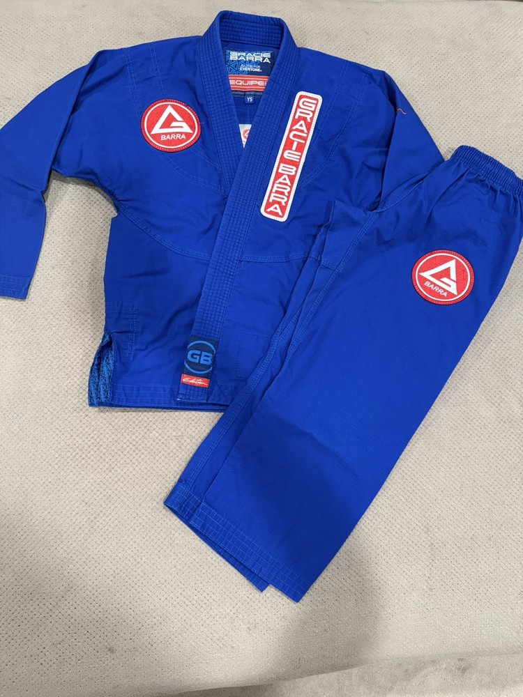 Gracie Barra Equipe Kids Jiu-Jitsu Gi Set Jacket Pants Blue Size Y5-TRAIN-LITE