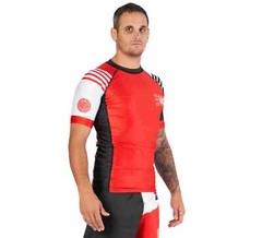 Fuji Linear Lockdown MMA BJJ Jiu Jitsu Short Sleeve SS Rashguard – Black/Red
