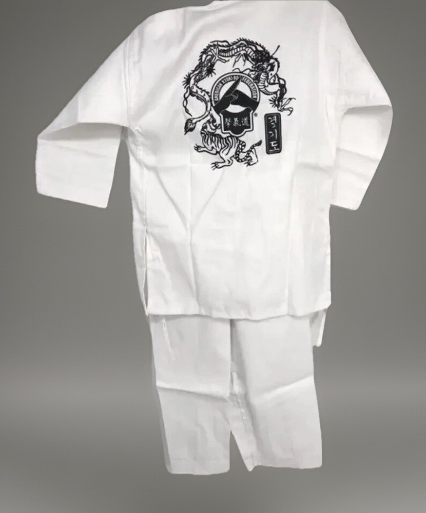 Unisex Youth’s 3pc Tiger Claw Gi All White Belt MartialArt JiuJitsu Size 1 100lb
