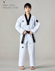 MOOTO BS 5 WT Taekwondo Standard Uniform Black Neck | Adult & Kids TKD Dobok