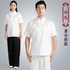 Chinese Cotton Tai Chi Clothing Kung Fu Wushu Martial Arts T-shirt Unisex Summer