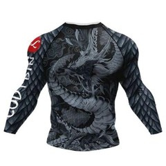 USA Ship Asian Dragon Theme Brazilian Jiu Jitsu BJJ Rashguard MMA BJJ Rash Guard