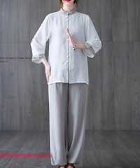 Women’s Cotton Linen Shirts +Pants Tai Chi Sets Blouse Arts Kung Fu Su Uniforms