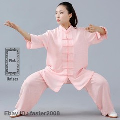 Linen Martial Arts Tai Chi Uniform Kung Fu Wingchun Suit Short Sleeves Outfit