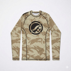 Shoyoroll Training Rash Guard LS (BF20) Tan Camo & Training Fitted Shorts MMA